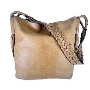 Aimee Kestenberg Leather Hobo Shoulder Bag Brown Cognac Fringe Western Boho‎